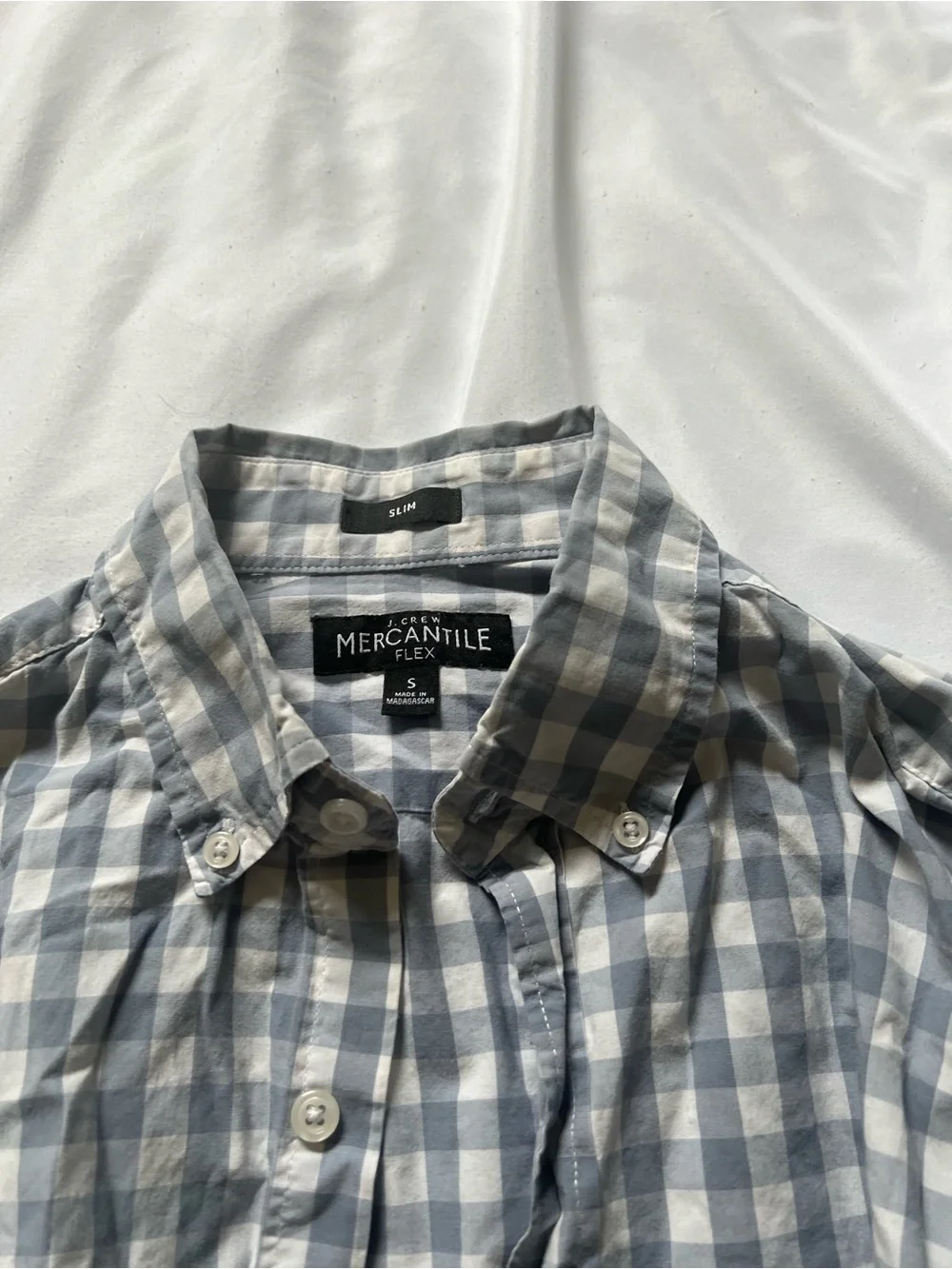 J. Crew Light Blue and White Gingham Button-Down Shirt